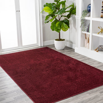 Haze Solid Low-pile Area Rug Dark Red